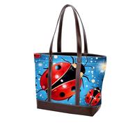 Red Seven Star Ladybug-210 - Borsa a tracolla da donna, in morbida pelle lavata e borse resistenti, Multicolore 04, 33.8x12x31cm/13.3x4.7x12.2 in