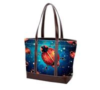 Red Seven Star Ladybug-210 - Borsa a tracolla da donna, in morbida pelle lavata e borse resistenti, Multicolore 09, 33.8x12x31cm/13.3x4.7x12.2 in
