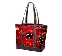 Red Seven Star Ladybug-45 - Borsa a tracolla da donna, in morbida pelle lavata e borse resistenti, Multicolore 10, 33.8x12x31cm/13.3x4.7x12.2 in