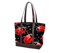 Red Seven Star Ladybug-78 - Borsa a tracolla da donna, in morbida pelle lavata e borse resistenti, Multicolore 05, 33.8x12x31cm/13.3x4.7x12.2 in