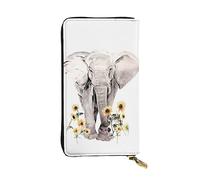 Red Skulls - Portafoglio da donna in pelle con teschi lunghi, per carte di credito, contanti, monete, Elefante e Girasole, Taglia unica