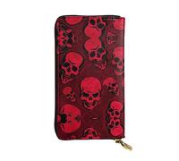 Red Skulls - Portafoglio da donna in pelle con teschi lunghi, per carte di credito, contanti, monete, Teschi rossi., Taglia unica