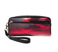 Red Sky at Night Starry Print Elegante borsa per il trucco da donna, borsa da viaggio per articoli da toeletta per scuola ufficio