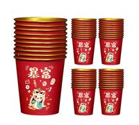 Red Snake Year - Set di 50 tazze per la casa, anno del serpente 2025, tazze per acqua di Capodanno lunare, decorazioni per la casa, 8,5 x 7,5 cm