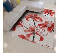 Red Spider Lily Carpet Antiscivolo Lavabile Pittura a inchiostro orientale Arte floreale Tappeti sottili per soggiorno Camera da letto Corridoio Ufficio 160x230cm