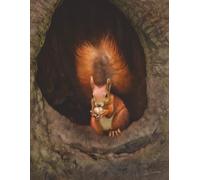 Red Squirrel Notebook - Wide Ruled Composition Notebook, 8.5" x 11", 120 pages, full-color cover art painted by fantasy illustrator Jason Behnke.