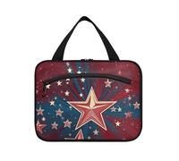 Red Stars Hanging Travel Toiletry Bag con gancio, Designer Espandibile Cosmetic Makeup Bag per viaggio Must Traveling cartera para maquillaje L