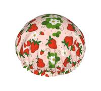 Red Strawberry And White Flower Cuffia Da Doccia Per Donna Con Elastici Cuffia Doccia Antiscivolo Cuffie Capelli Per Spa Hotel Salone