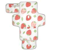 Red Strawberry - Fasciatoio riutilizzabile con tasca in tessuto per pannolini, fasciatoio leggero e pieghevole, per cambio di pa? ales para Bebes
