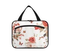 Red Summer Cup Roses Hanging Kit da viaggio per gli uomini con gancio, borsa per il trucco multifunzionale trapuntata di design per la mamma Crociere estuche para brochas maquillaje L
