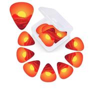 Red Sunrise - Confezione da 12 plettri per chitarra in celluloide di 3 diversi spessori, con scatola portaoggetti, plettro personalizzato per chitarra acustica