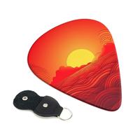 Red Sunrise Confezione da 6 plettri per chitarra con supporto, plettri per chitarra personalizzati, antiscivolo, portatili, ukulele, basso, 0,96 mm, per amanti della chitarra acustica, regali