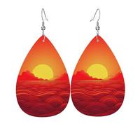 Red Sunrise Orecchini Leggera Pendenti Divertenti Orecchini In Pelle Per Decorazioni Feste