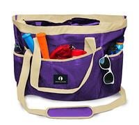 Red Suricata Borsa da spiaggia in rete con cerniera - Borsa da spiaggia extra large - Borsa da piscina, Viola / Beige, X-Large, Spiaggia Mesh