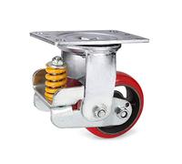 Red Swivel Gate Wheel Polyurethane Plate Casters Fence Hardware,Scalable Spring Loaded,Heavy Duty Shock Absorber,Load Max 350kg,for Trolley,Shelf,Wood or Metal Gates,Universal-5in/125mm