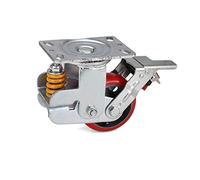Red Swivel Gate Wheel Polyurethane Plate Casters Fence Hardware,Scalable Spring Loaded,Heavy Duty Shock Absorber,Load Max 350kg,for Trolley,Shelf,Wood or Metal Gates,Brake-5in/125mm