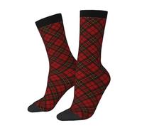 Red Tartan Plaid Winter Christmas Pattern Uomo Donna Work Socks Morbido Calze Running Classiche Calzettoni Sportivi Per Basket Uso Quotidiano Yoga