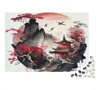 Red Temple Mountain Puzzle 1000 Pezzi Per Anziani Attività Domestiche Allenamento Mentale Made in Europa Sviluppo Della Concentrazione Cartone Di Alta Qualità 38x26cm/1000pcs
