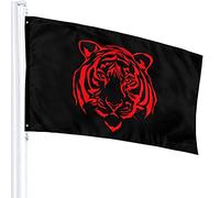 Red Tiger Head Silhouette Flag 3x5 Ft Outdoor Double Sided 100% Polyester Duty Durable Flags With Preset Hole For Home Office Garden Holiday Decorations
