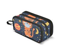 Red Tiger Hugged The Moon - Astuccio portapenne di grande capacità, per ragazzi e ragazze, astuccio a 3 scomparti, per studenti, cancelleria, organizer per scuola, ufficio, lavoro, Tigre Rossa
