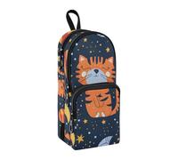 Red Tiger Hugged The Moon, astuccio portapenne grande capacità con scomparto per studenti a forma di cartella organizer per cancelleria astuccio per matite per scuola ufficio lavoro, Tigre Rossa