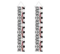 Red Torre Eiffel Splash Pattern Laurea Portico Banner Decorazioni Appeso Cartello Riutilizzabile College Feste Cerimonie Porta d'ingresso