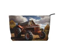 Red Tractor - Borsa cosmetica da donna, in velluto a coste, con cerniera, portatile, adatta per viaggi e conservazione quotidiana di cosmetici,