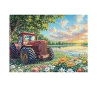 Red Tractor Harvest Field Puzzle 500 Pezzi Per Adulti Esperti Cartone Di Alta Qualità Difficoltà Estrema Senza Sbavature Per Hobby E Passatempo Con Colla Inclusa 500 PCS