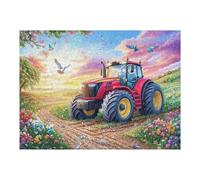 Red Tractor Wildflower Field Rompicapo 500 Pezzi Puglia Per Adulti Cartone Spesso Resistente Per Tempo Libero E Passatempo Da Passatempo Con Poster Incluso Top Vendita 500 PCS（52×38cm）