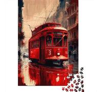 Red Tram City Scene Jigsaw Puzzle Impossible 1000 Pezzi Decorazione Per La Casa. Giochi Rilassamento E Intelligence Per Adulti E Ragazzi Da 14 Anni 38x26cm/1000pcs