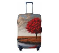 Red Tree by a River - Copribagagli da viaggio, elastico, per valigie, 45-81 cm, Nero , S