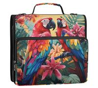 Red Tropical Parrot 1.5 Inch 3-Rings Office Binder Organizer con tracolla e maniglia Facile da trasportare Portfolio Raccoglitore per la scuola e l'ufficio Bolsa de almacenamiento de archivos