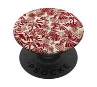 Red Tropical Pineapple Palm Leaf Aloha Summer Pattern PopSockets PopGrip Adesivo