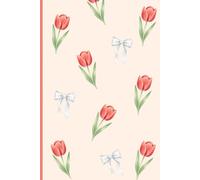 Red Tulip and White Bow Composition Notebook: Cute Watercolor Floral Pattern, College Ruled, 6” x 9”