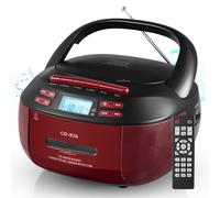 (Red, UK Standard) Boombox portatile Bluetooth con lettore di cassette, CD, nastri e radio AM/FM.