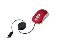(Red) USB C Corded Mouse Retractable Cable Small Mouse for Kids Children 1000DPI