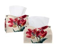 Red Vintage Floral with Vibrant Petals Tissue Box Cover,rettangolare porta fazzoletti decorativo per il viso dispenser di tovaglioli per bagno, cucina, tavolino auto