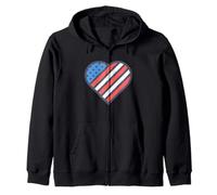Red, White, and Blue American Flag Heart Love the USA Felpa con Cappuccio