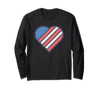 Red, White, and Blue American Flag Heart Love the USA Maglia a Manica
