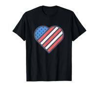Red, White, and Blue American Flag Heart Love the USA Maglietta
