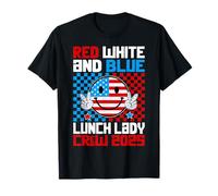 Red White And Blue Lunch Lady Crew 2025 4th Of July Party Maglietta