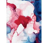 Red, White, and Blue Notebook: Abstract Ink Background, College Ruled, 7.5" x 9.25", 110 Pages, Aesthetic
