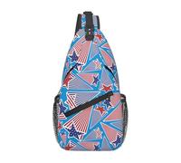 Red White and Blue Stars Skull And Stars American Flag Sling Bag Crossbody Shoulder Bag Adjustable Strap for Men Women Outdoor Cycling Travel