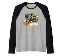 Red White And Brap Motocross USA Vintage Maglia con Maniche Raglan
