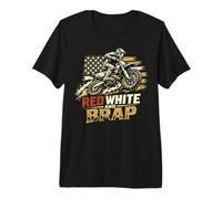 Red White And Brap Motocross USA Vintage Maglietta Premium