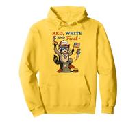 Red White And Feral Funny Raccoon 4th of July Patriotic Felpa con Cappuccio