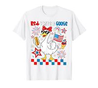 Red White And Goose Coquette Bow Mama Goose 4 luglio Maglietta