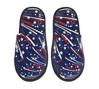 Red White Blue Fireworks 1 Donna Uomo Ciabatte Morbide Pantofole Calde Scarpe Di Cotone Per Autunno Casa Interno M