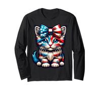 Red White Blue Kitten Cat Bow 4 luglio patriottico felino regalo Maglia a Manica