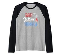 Red White & Boozy Funny Drinking America 4 luglio USA Meme Maglia con Maniche Raglan